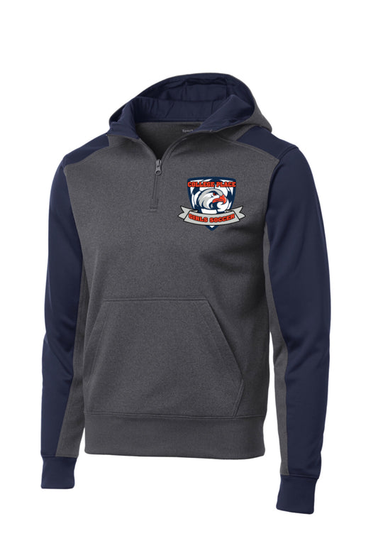 Hawks Soccer 1/4 Zip Sweatshirt - Navy/Graphite Heather - (ALL PRODUCTS WILL BE DELIVERED TO SCHOOL)