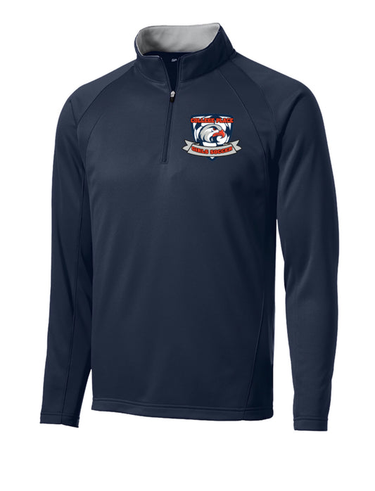 Hawks Soccer - Fleece 1/4-Zip Pullover - Navy/Silver - (ALL PRODUCTS WILL BE DELIVERED TO SCHOOL)