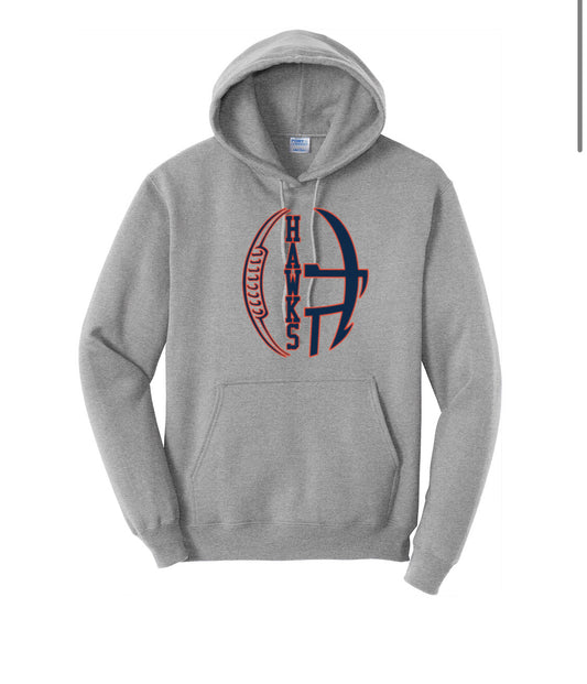 Hawks Football Sweatshirt - Navy, Orange, or Heather Gray - (ALL PRODUCTS WILL BE DELIVERED TO SCHOOL)
