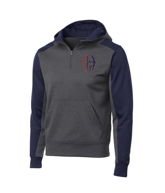Hawks Football 1/4 Zip Sweatshirt - Navy/Graphite Heather - (ALL PRODUCTS WILL BE DELIVERED TO SCHOOL)