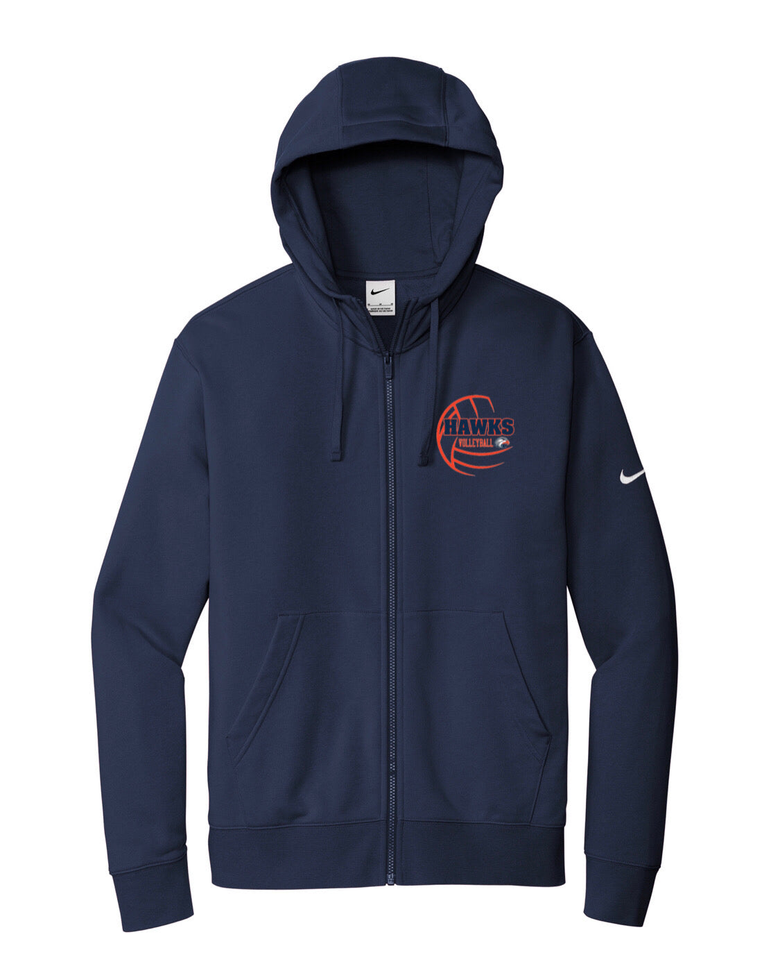 Hawks Volleyball Nike Club Fleece Sleeve Swoosh Full-Zip Hoodie - Multiple Color Options - (ALL PRODUCTS WILL BE DELIVERED TO SCHOOL)