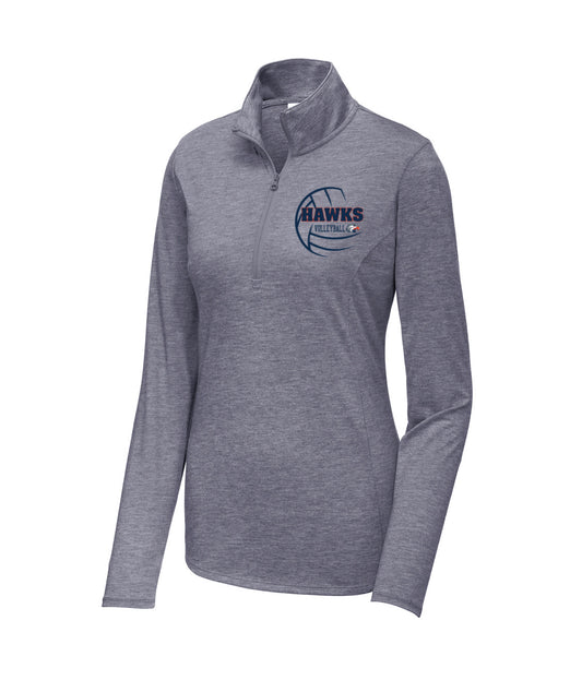 Hawks Volleyball - Women's 1/4 Zip Pullover - Heather Navy - (ALL PRODUCTS WILL BE DELIVERED TO SCHOOL)