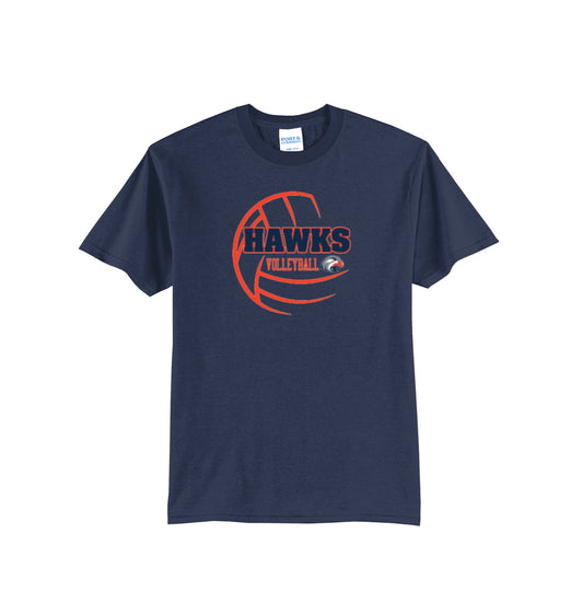 Hawks Volleyball 50/50 T-Shirt - Navy or Heather Gray - (ALL PRODUCTS WILL BE DELIVERED TO SCHOOL)