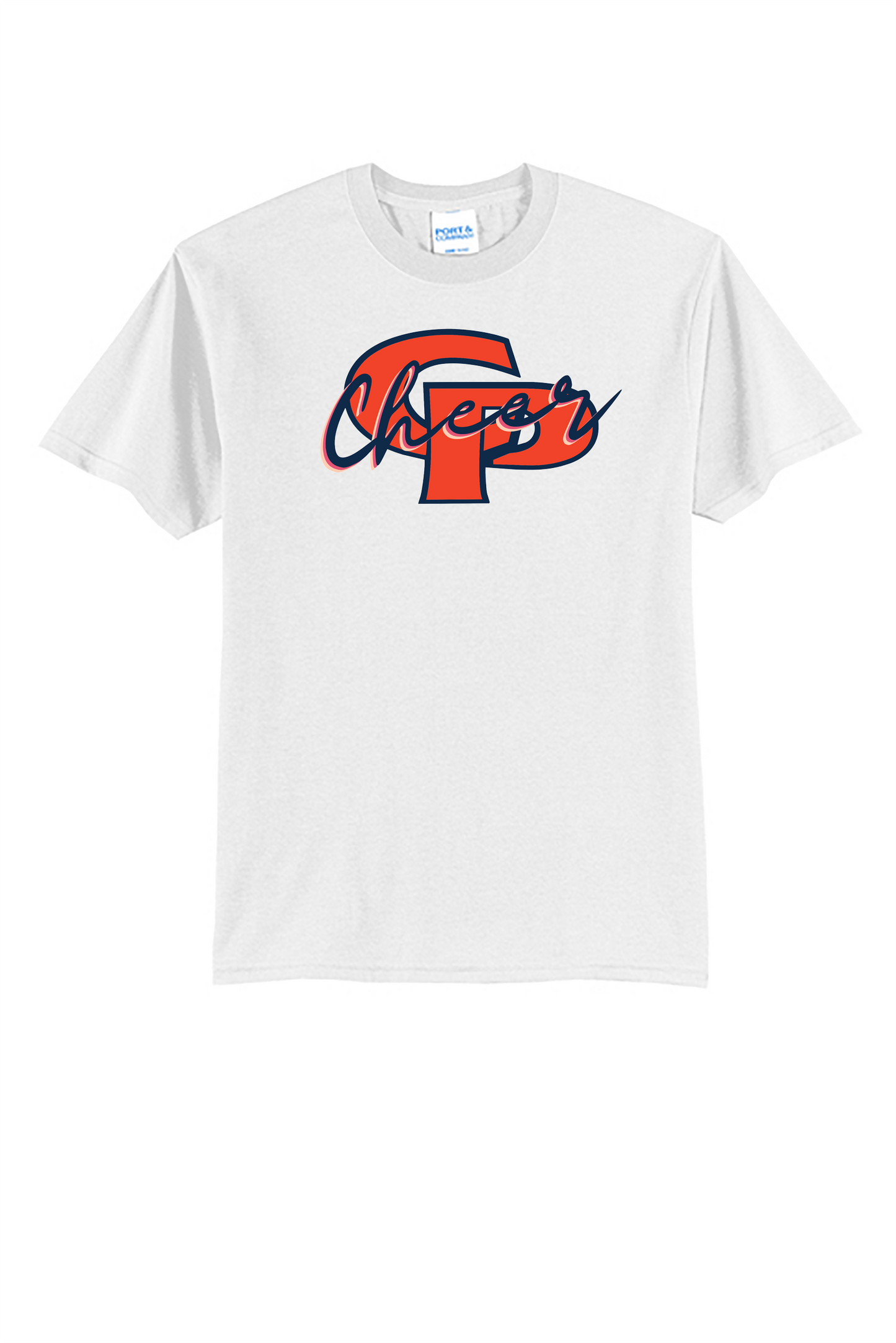Hawks Cheer 50/50 T-Shirt - Navy or White - (ALL PRODUCTS WILL BE DELIVERED TO SCHOOL)
